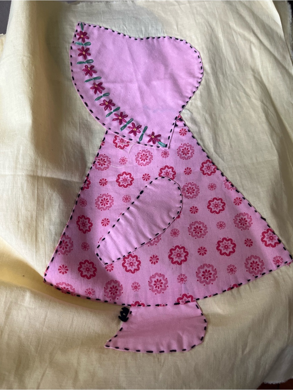 Set of 4 Sunbonnet Sue Appliqué Panels Quilt Squares